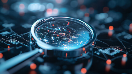 Exploring digital complexity a close-up view through a magnifying glass on network data visualization