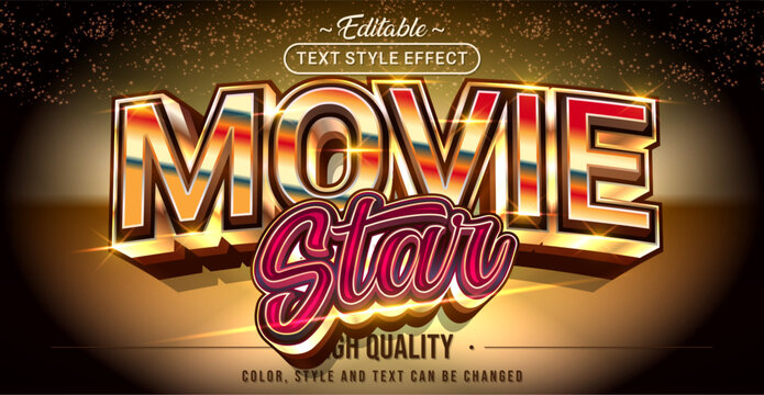 Editable text style effect - Movie Star text style theme.
