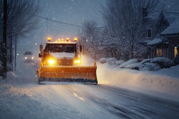 Snow Plow Truck Clearing the Road