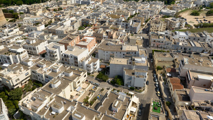 Aerial view of houses, apartments and buildings of Otranto in the province of Lecce, Salento,...