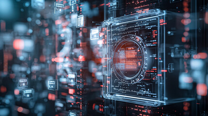 Fototapeta premium Exploring the intersection of security and technology a visual representation of a safe with floating digital locks