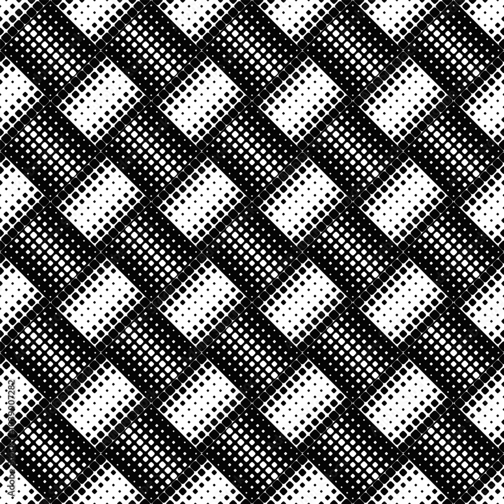 Poster square pattern background - abstract black and white vector graphic design from rounded squares