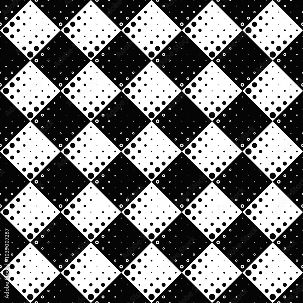 Poster monochrome geometrical seamless circle pattern background design - abstract vector graphic from circ