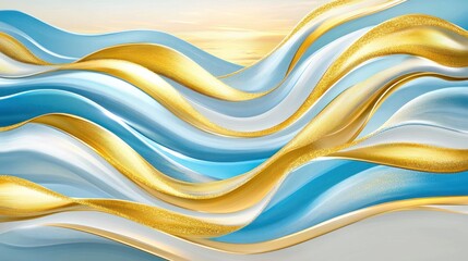 Obraz premium Abstract Gold and Blue Waves