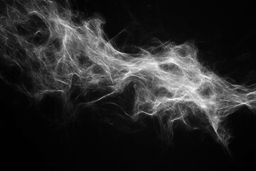 Abstract white smoke-like texture on a black background.