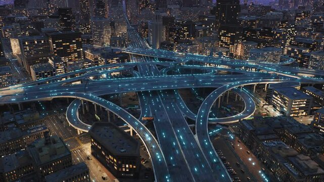 Digital Machine Learning Impulses Spreadung Through Metropolitan City Information Highway Autonomous Vehicles Ai Technologi Privacy Quantum Computting Digital Cars CGI