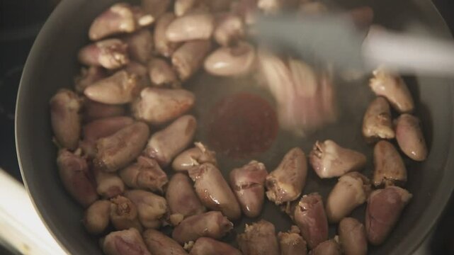 Chicken heart raw chicken offal tasty food dish Fresh delicious gourmet food background on the table rustic food top view copy space top view keto and paleo diet