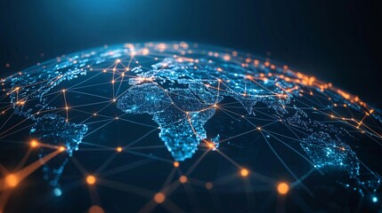 A Global Network of Interconnected Blue and Orange Lights