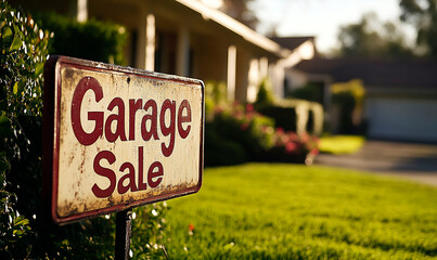 Garage Sale sign in front of the house