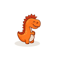 Cute cartoon dinosaur isolated on white background. Funny orange dino in flat style for cards, magazins, banners. Vector illustration
