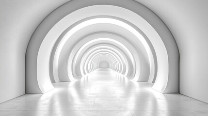Obraz premium Abstract White Tunnel with Multiple Arches and Bright Lighting