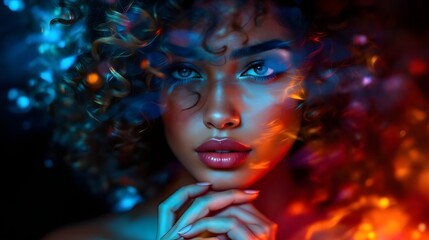 Obraz premium Enigmatic Beauty in Neon Glow