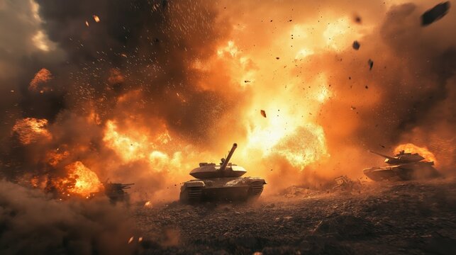 modern warfare, tank battle, explosions