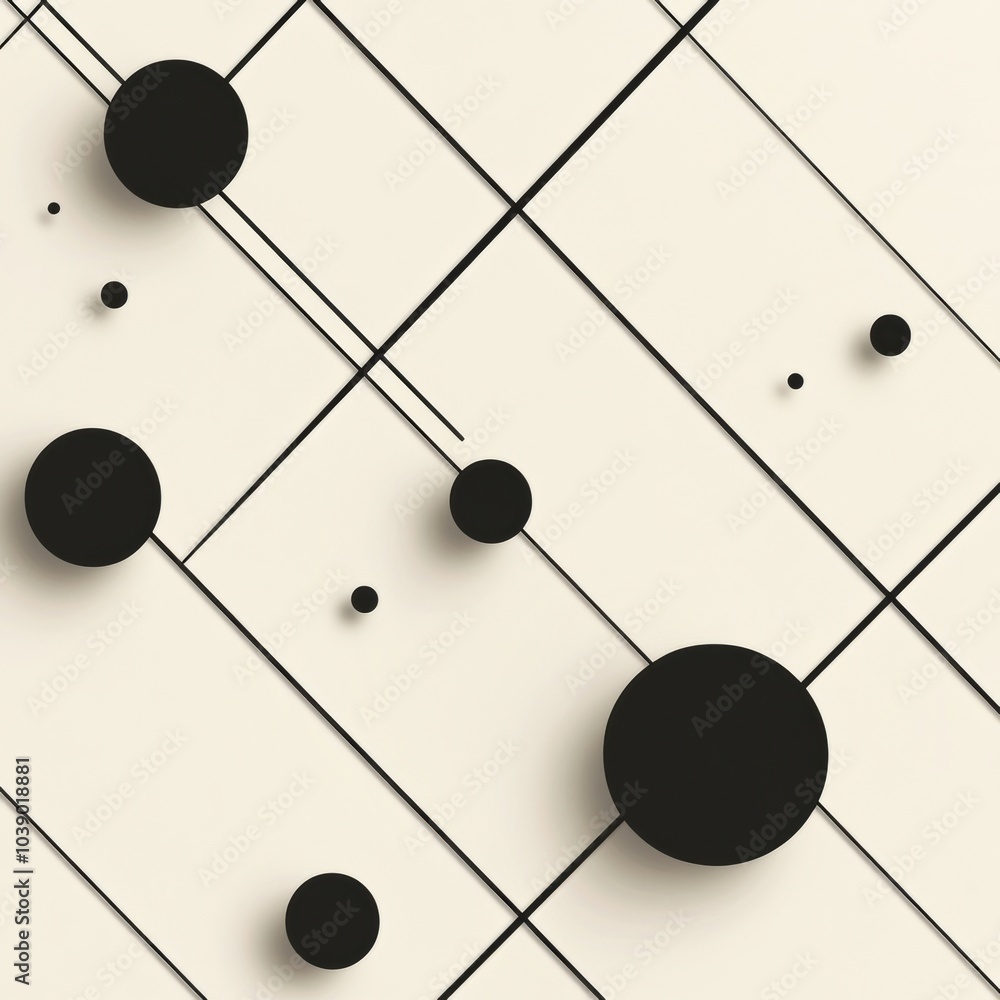 Aufkleber Diagonal lines create a striking composition against a light backdrop, featuring circles of different sizes for a contemporary look. Generative AI