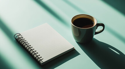 Notepad and Coffee on a Desk in Soft Morning Light