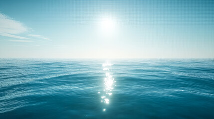 Serene Ocean Horizon with Gentle Waves and Sunlight