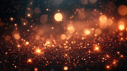 A grunge-style glitter background with bright, abstract lights and stars for a festive feel. AI Generative.