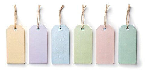 A collection of blank pastel colors  price tags templates for mockup on the white background
