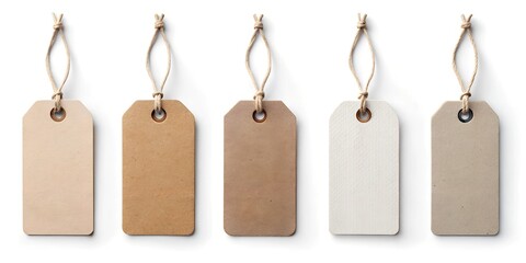 A collection of blank craft labels and price tags templates for mockup on the white background