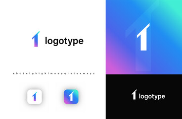 Sporty futuristic angular logo. Sharp geometric dynamic edges letter I, number 1. Minimalist innovative emblem for tech, game app, music, sport, design agency, digital identity. Vector illustration