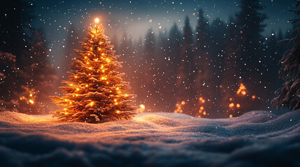 Naklejka premium Stunning glowing Christmas tree for festive greeting card design