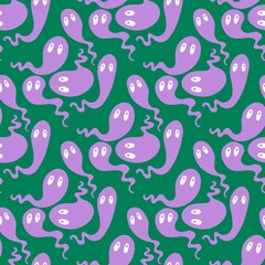 Halloween ghost seamless cartoon pattern for wrapping paper and fabrics