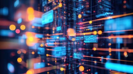 Obraz premium Abstract Digital Data Network Server