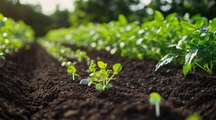 Sprouting Seedlings in Fertile Soil