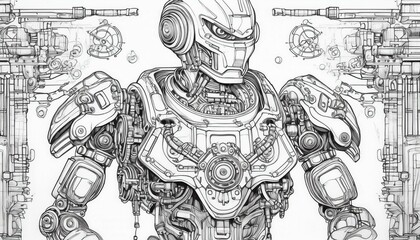 Alian Roboter Ausmalbilder Zeichnung mit Technischen Detail