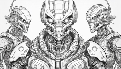 Alian Roboter Ausmalbilder Zeichnung mit Technischen Detail