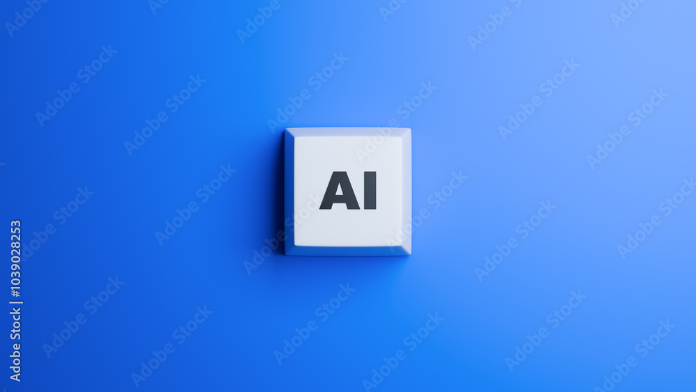 Aufkleber ai key from keyboard. artificial intelligence. ai button on blue. artificial intelligence technology