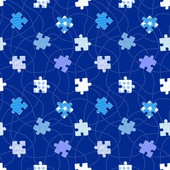 Fototapeta premium Cartoon kids game seamless puzzle pattern for wrapping paper and fabrics