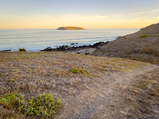 Historic West Island off the coast of the Fleurieu Peninsula near Adelaide in South Australia at sunset