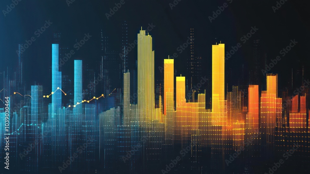 Aufkleber abstract cityscape with data visualization