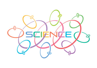 colorful science word. colorful ellipses and the word science. science concept for education, business