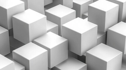 Obraz premium Abstract Arrangement of White Cubes in a Minimalist Setting