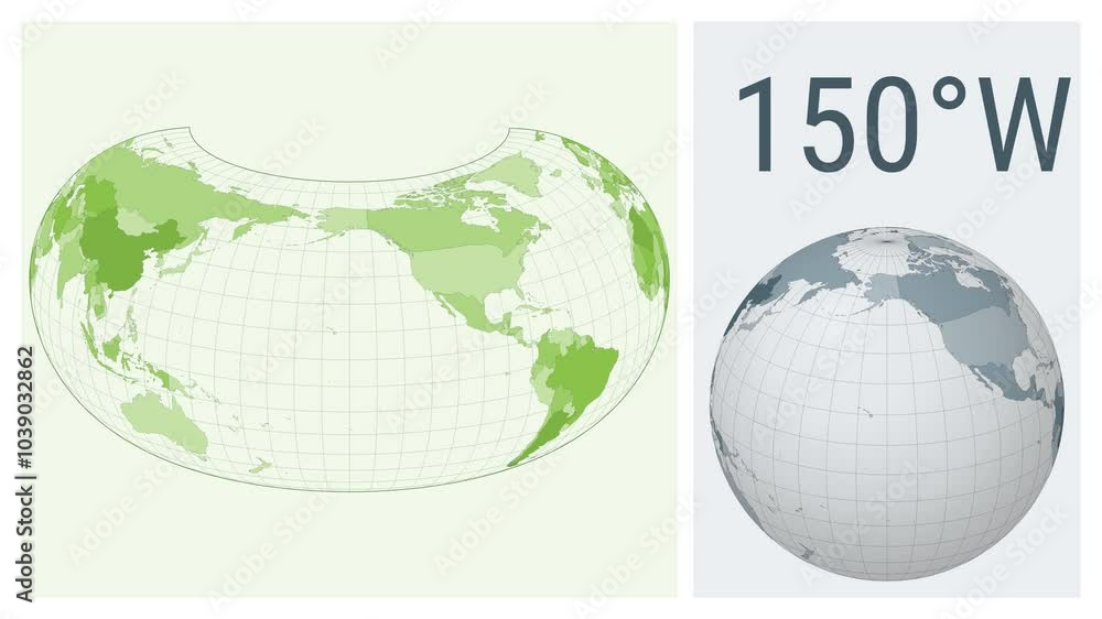 Poster world map animation. armadillo projection. colored countries style. animated world map in armadillo 