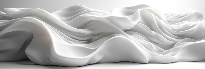 Obraz premium Abstract White Draped Fabric Forming Waves