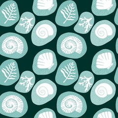 Ocean seamless sea shell and coral pattern for wrapping paper and kids clothes