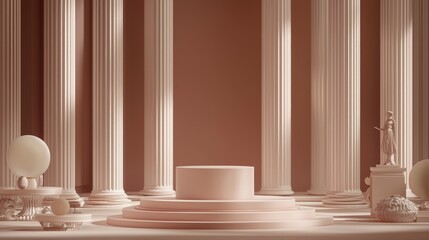 Obraz premium Luxurious Podium in Elegant Decor Setting with Cinematic Lighting | Refined Luxury Podium Mockup