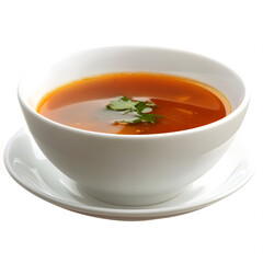 bowl of vegetable soup on white