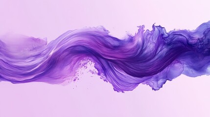 An abstract watercolor paint stroke isolated on purple background, used for element decoration or banners.