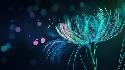 Fototapeta premium A close-up of a clear flower amidst blurred lights behind and a focused flower in the foreground