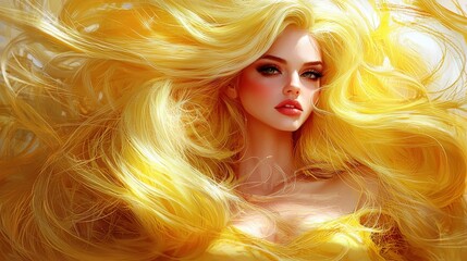 Fototapeta premium Striking Young Woman with Flowing Blonde Hair