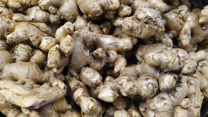 Organic gingers being displayed in local market.