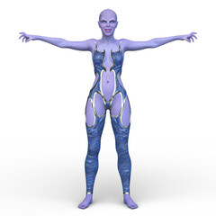 女性エイリアン　3DCGレンダリング