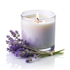 lavender flowers and candle