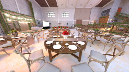 パーティー会場　3DCGレンダリング