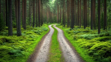 Fototapeta premium Winding Path Through a Lush Green Forest