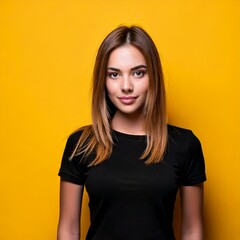 Fototapeta premium a young lady wearing a black t-shirt